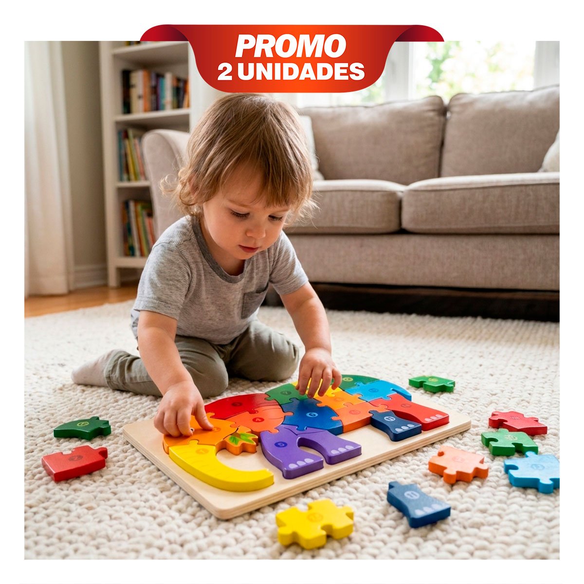 PACK2 JUEGO CREATIVO DE NUMEROS CON ELEFANTE MULTICOLOR INFANTIL 18X30CM YPAPEL REGALO - 1