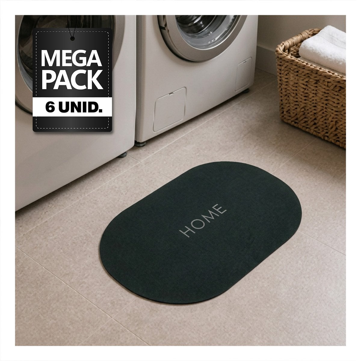 PACK6 TAPETE OVALADO 38,7X57,5 CM PARA DORMITORIO HOME VERDE MILITAR - 1
