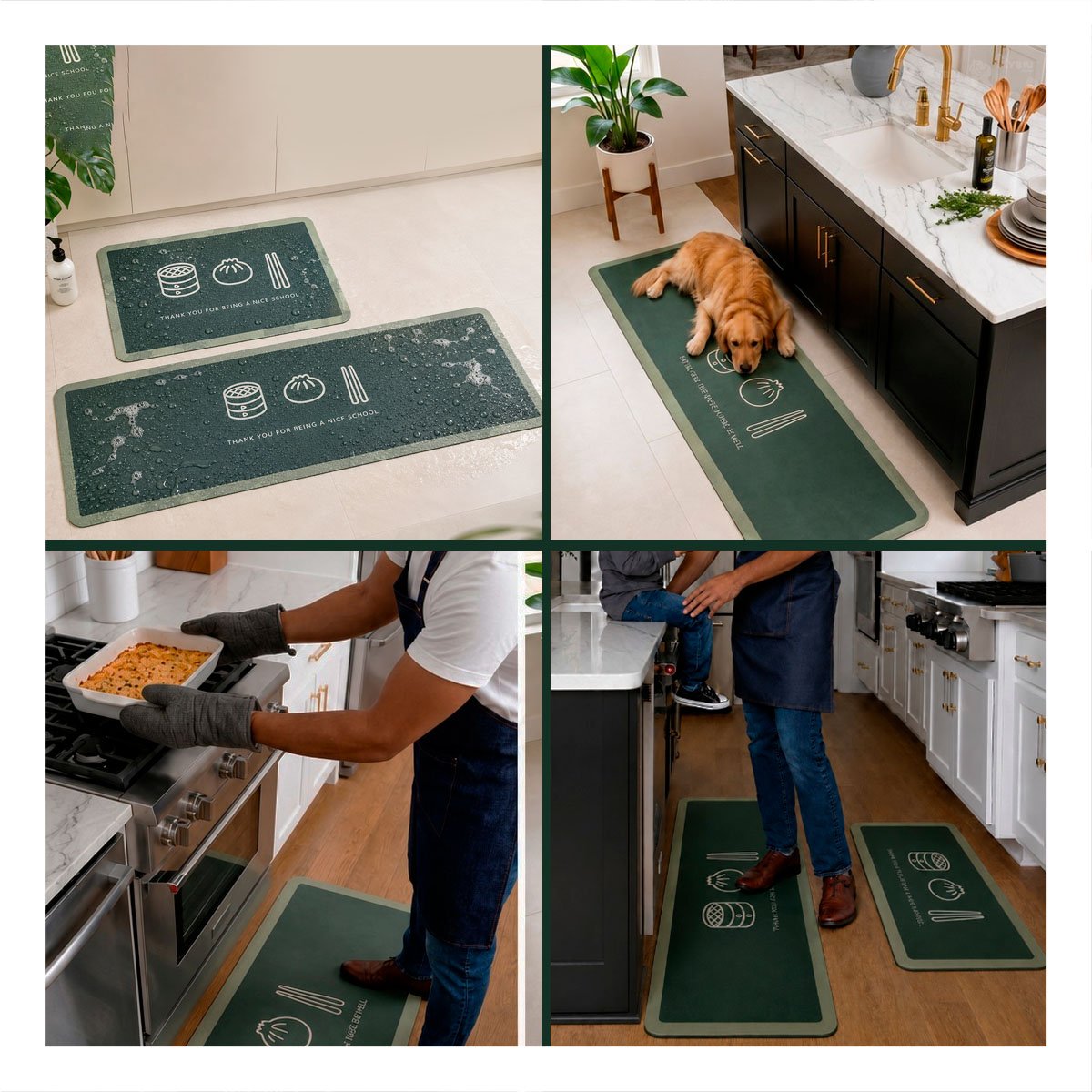 PACK6 JUEGO DE ALFOMBRAS RECTANGULARES VERDE CLARO THANK YOU 58X38 Y 140X38 CM - 4