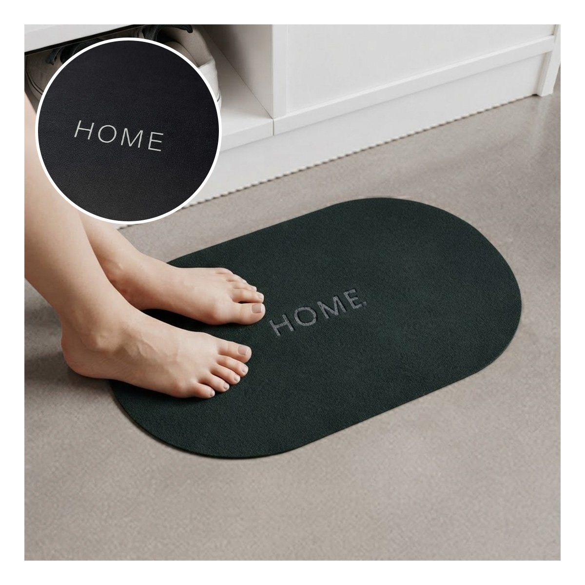 PACK6 ALFOMBRA DECORATIVA HOME COLOR VERDE MILITAR 38,7X57,5 CM OVALADA YPAPEL REGALO - 3