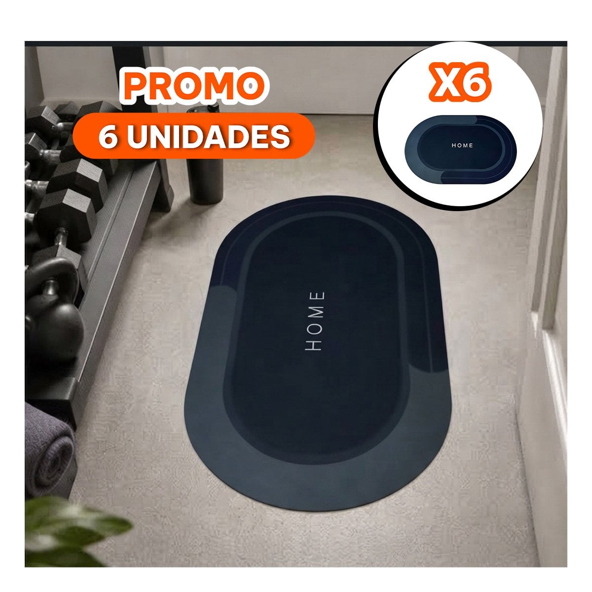 PACK6 MANTA HOME 38,7X57,5 CM OVALADA PARA SALA VERDE OSCURO AZUL YREGALO STICKER - 1