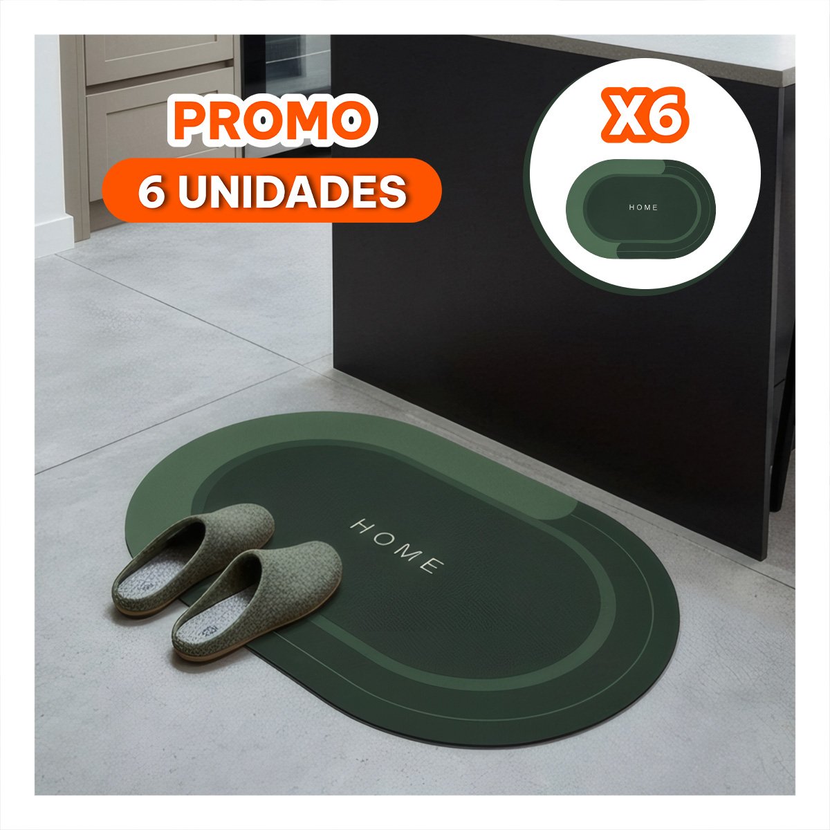 PACK6 MANTA HOME 38,7X57,5 CM OVALADA PARA SALA VERDE OSCURO YREGALO STICKER - 1