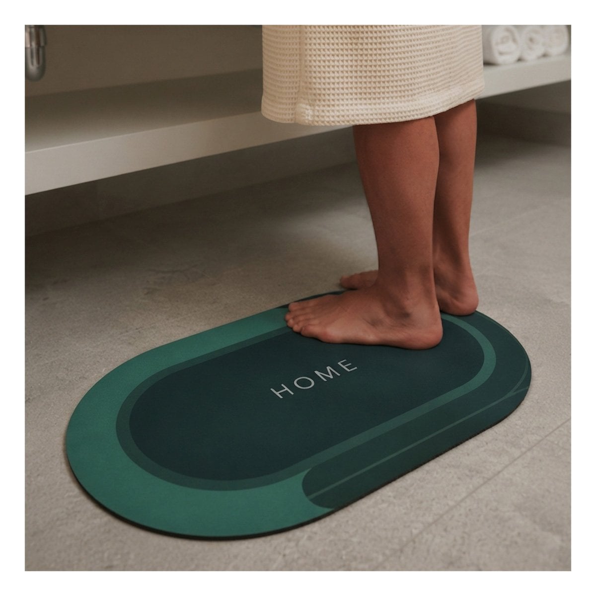 TAPETE HOME PARA SALA COLOR VERDE OSCURO 38,7X57,5 CM OVALADO Y STICKY - 1