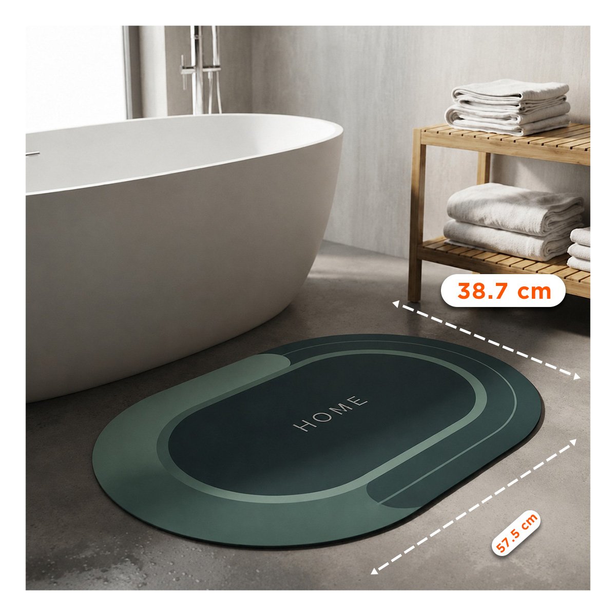 TAPETE HOME PARA SALA COLOR VERDE OSCURO 38,7X57,5 CM OVALADO Y STICKY - 2