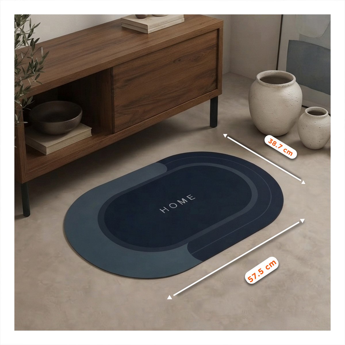 PACK2 ALFOMBRA OVALADA CON BORDE VERDE OSCURO AZUL 38,7X57,5 CM HOME - 2