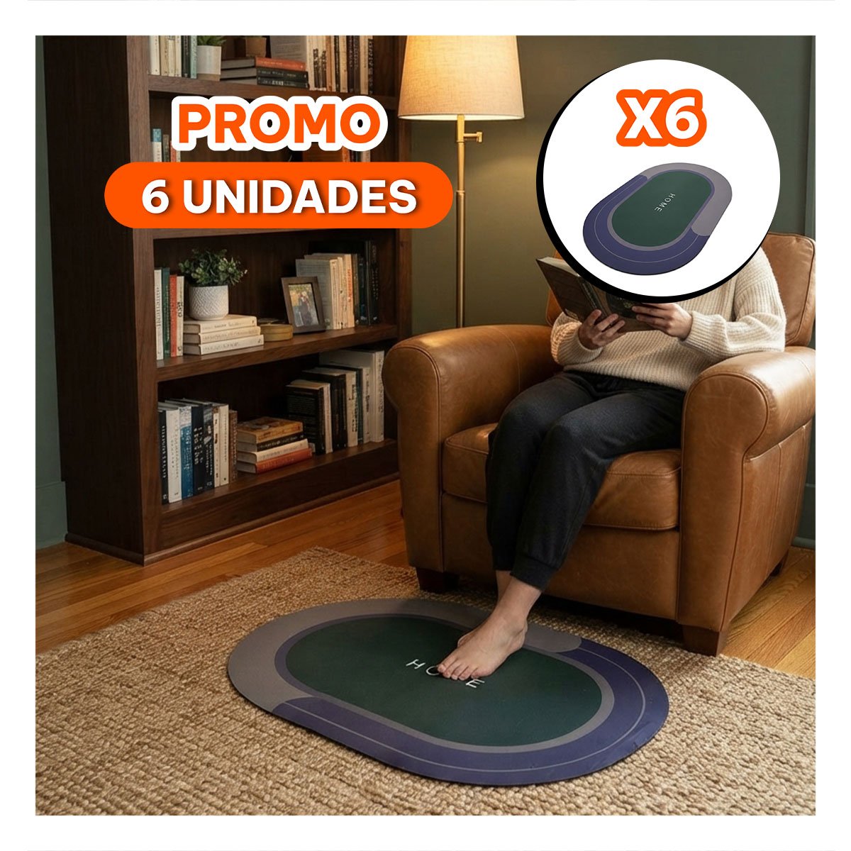 PACK6 MANTA HOME 38,7X57,5 CM OVALADA PARA SALA VERDE AZUL YREGALO STICKER - 1