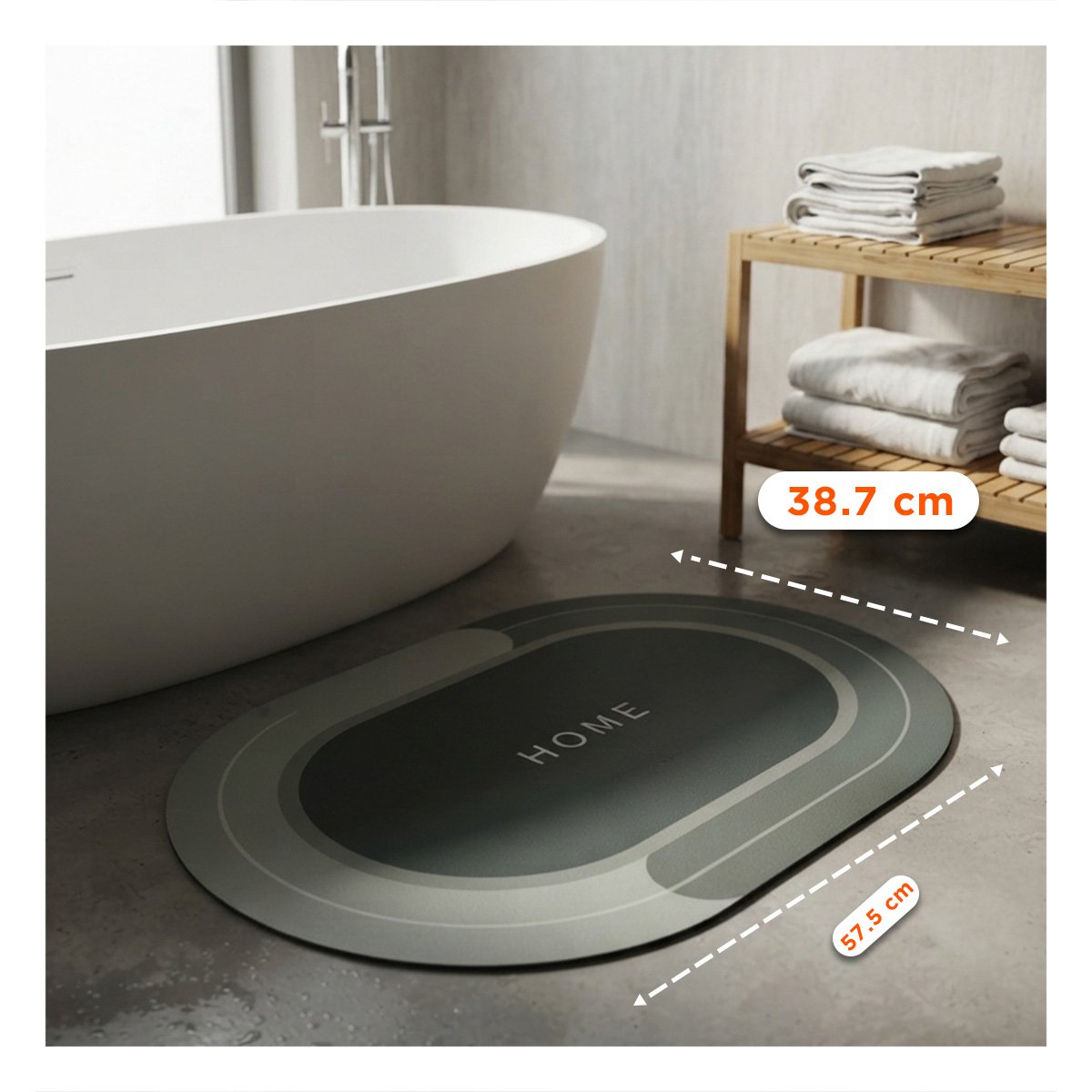 TAPETE DE PISO OVALADO HOME 38,7X57,5 CM BORDE VERDE MILITAR - 2