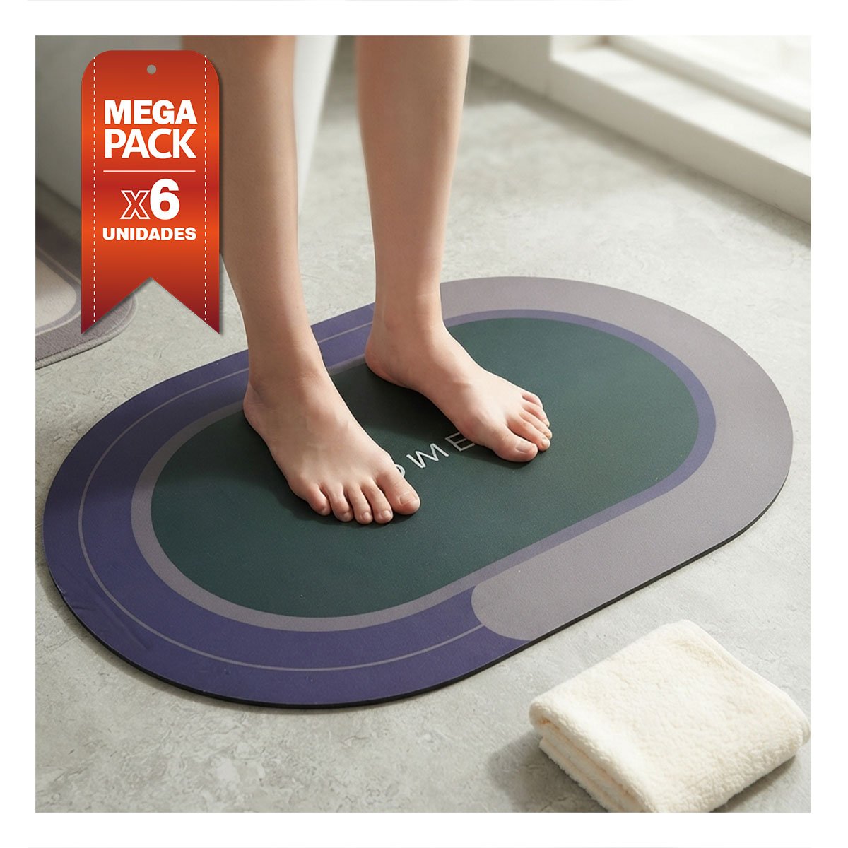 PACK6 ALFOMBRA DECORATIVA HOME COLOR VERDE AZUL 38,7X57,5 CM OVALADA YPAPEL REGALO - 1