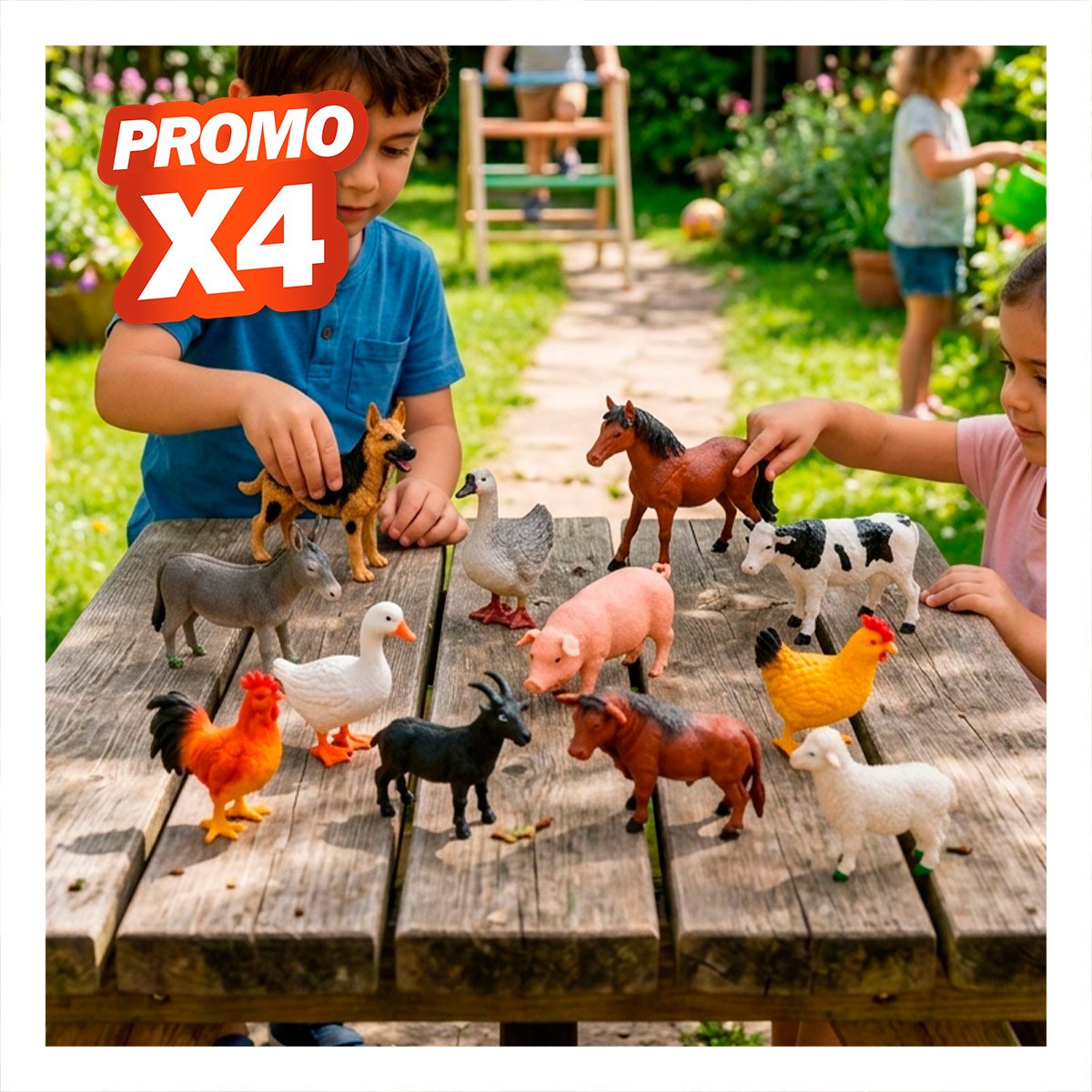 PACK4 BOLSA DIDACTICA DE ANIMALES DE GRANJA 12 PZS MULTICOLOR PARA USO DIARIO YPAPEL REGALO - 1