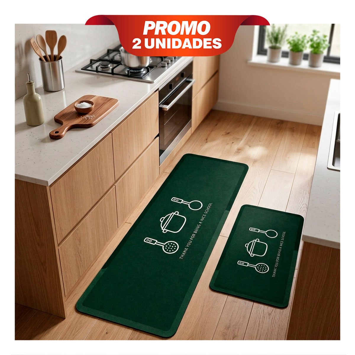 PACK2 PACK DE ALFOMBRAS THANK YOU RECTANGULARES PARA HOGAR 58X38 Y 140X38 CM YPAPEL REGALO - 1