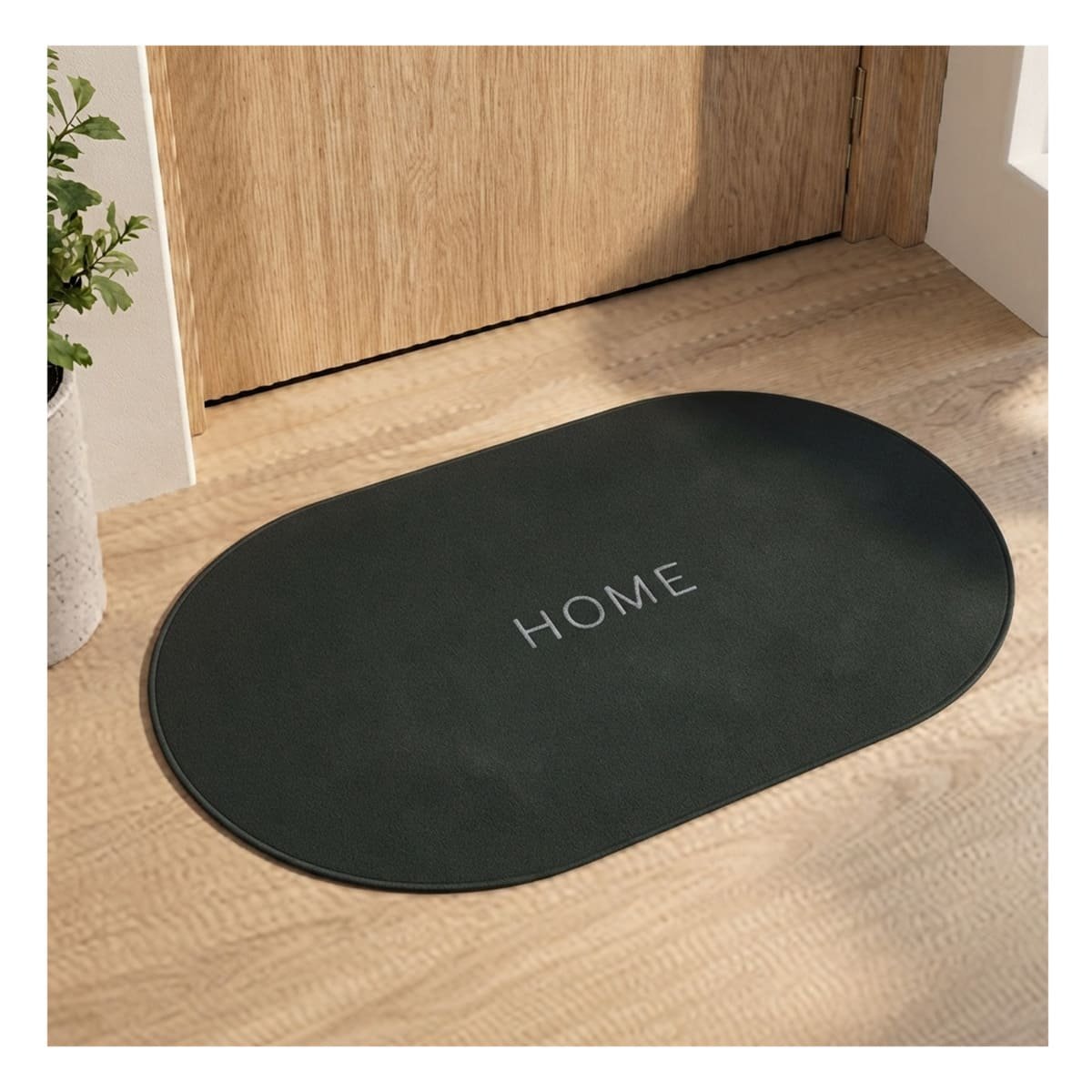 PACK2 FELPUDO DE PISO VERDE MILITAR HOME OVALADO 38,7X57,5 CM YREGALO STICKER - 3