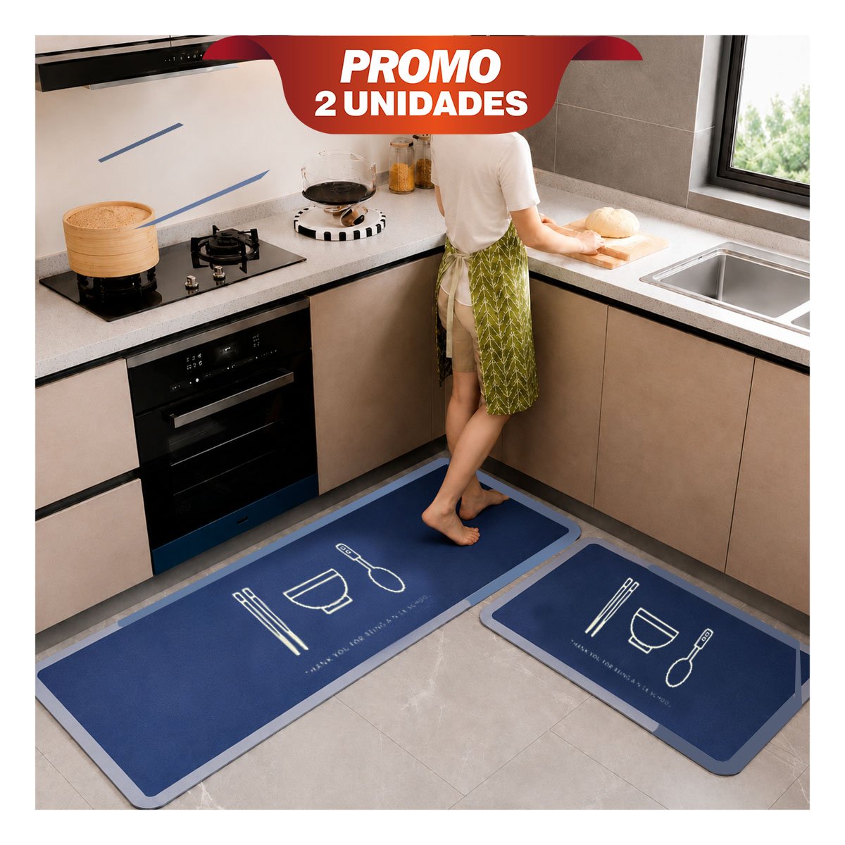 PACK2 PACK DE ALFOMBRAS THANK YOU RECTANGULARES PARA HOGAR 58X38 Y 140X38 CM YPAPEL REGALO - 1
