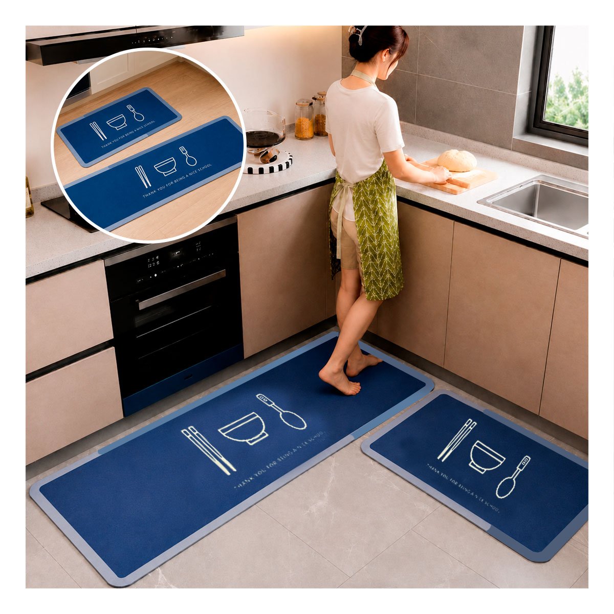 PACK2 PACK DE ALFOMBRAS THANK YOU RECTANGULARES PARA HOGAR 58X38 Y 140X38 CM YPAPEL REGALO - 3