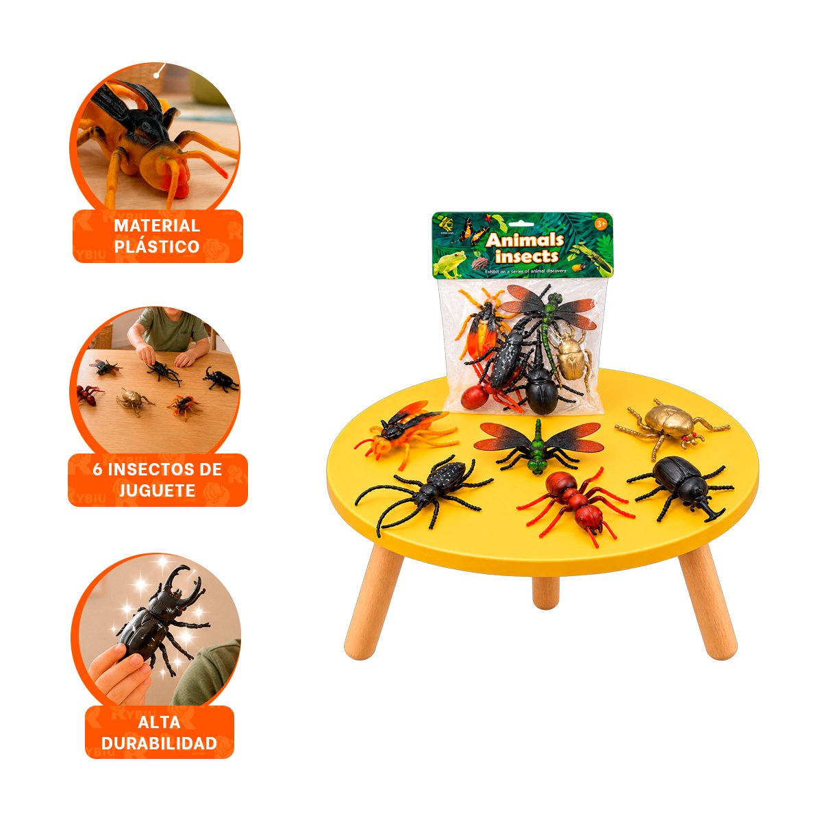 PACK6 BOLSA DE FIGURAS ANIMALES INSECTOS 6 PZ MULTICOLOR PARA NINOS EN CASA YREGALO STICKER - 4