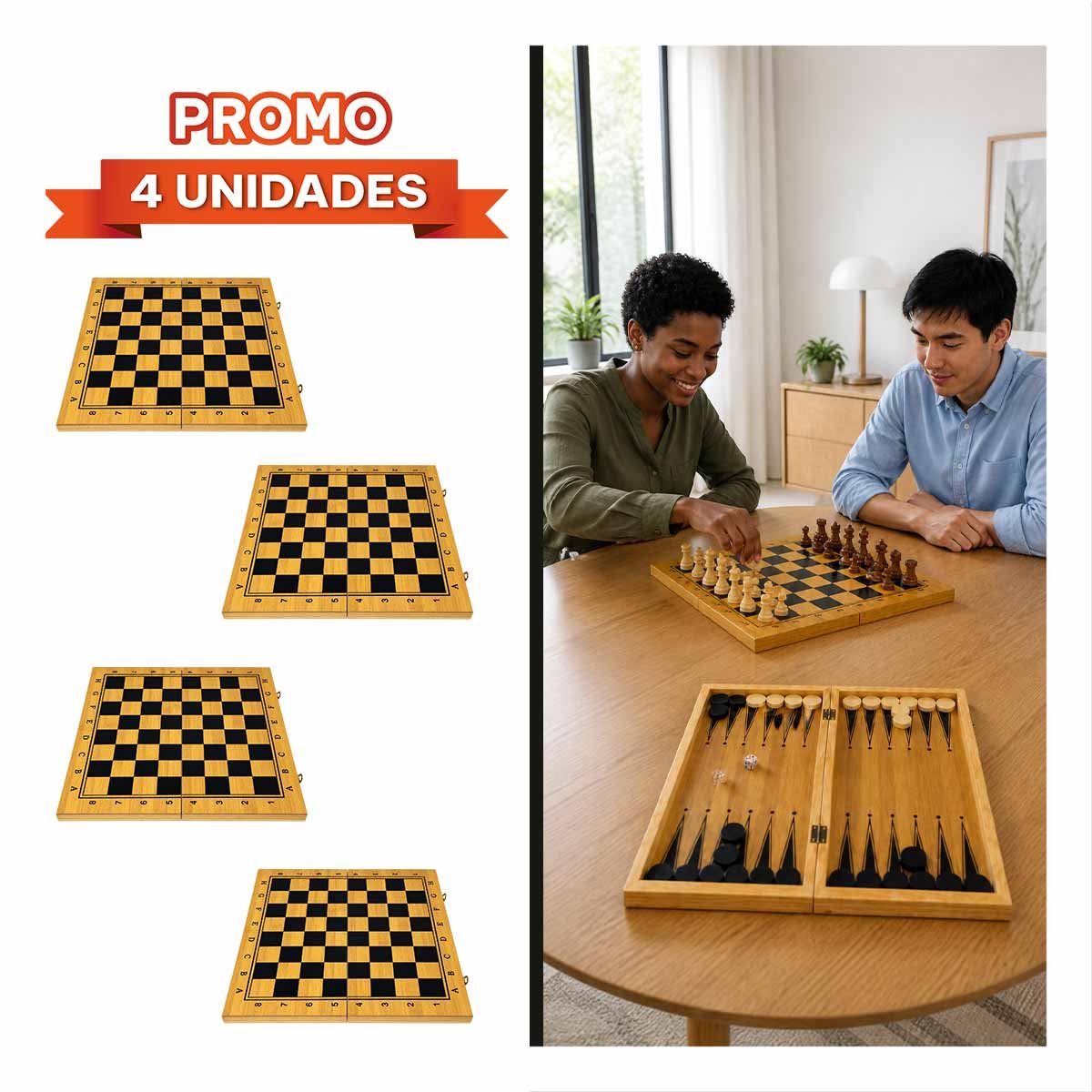 PACK4 SET CREATIVO DE ENTRETENIMIENTO CON JUEGOS CLASICOS COLOR MARRON YREGALO STICKER - 1