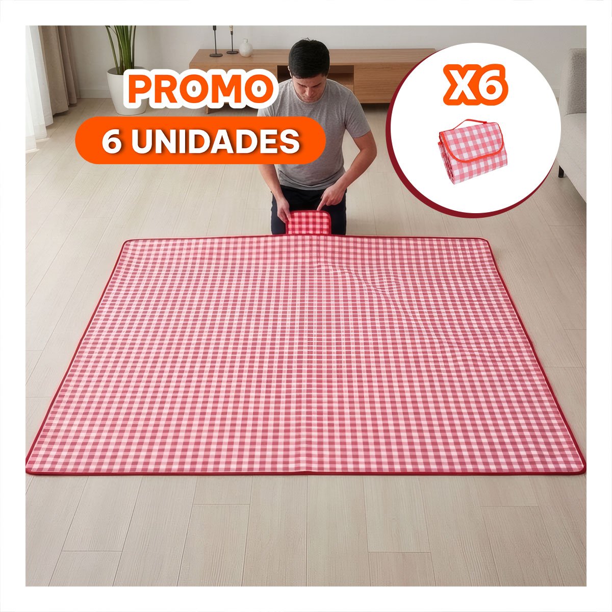 PACK6 COBIJA DE USO EXTERIOR 160X160CM TIPO CARTERA PARA VIAJES Y SALIDAS YREGALO STICKER - 1