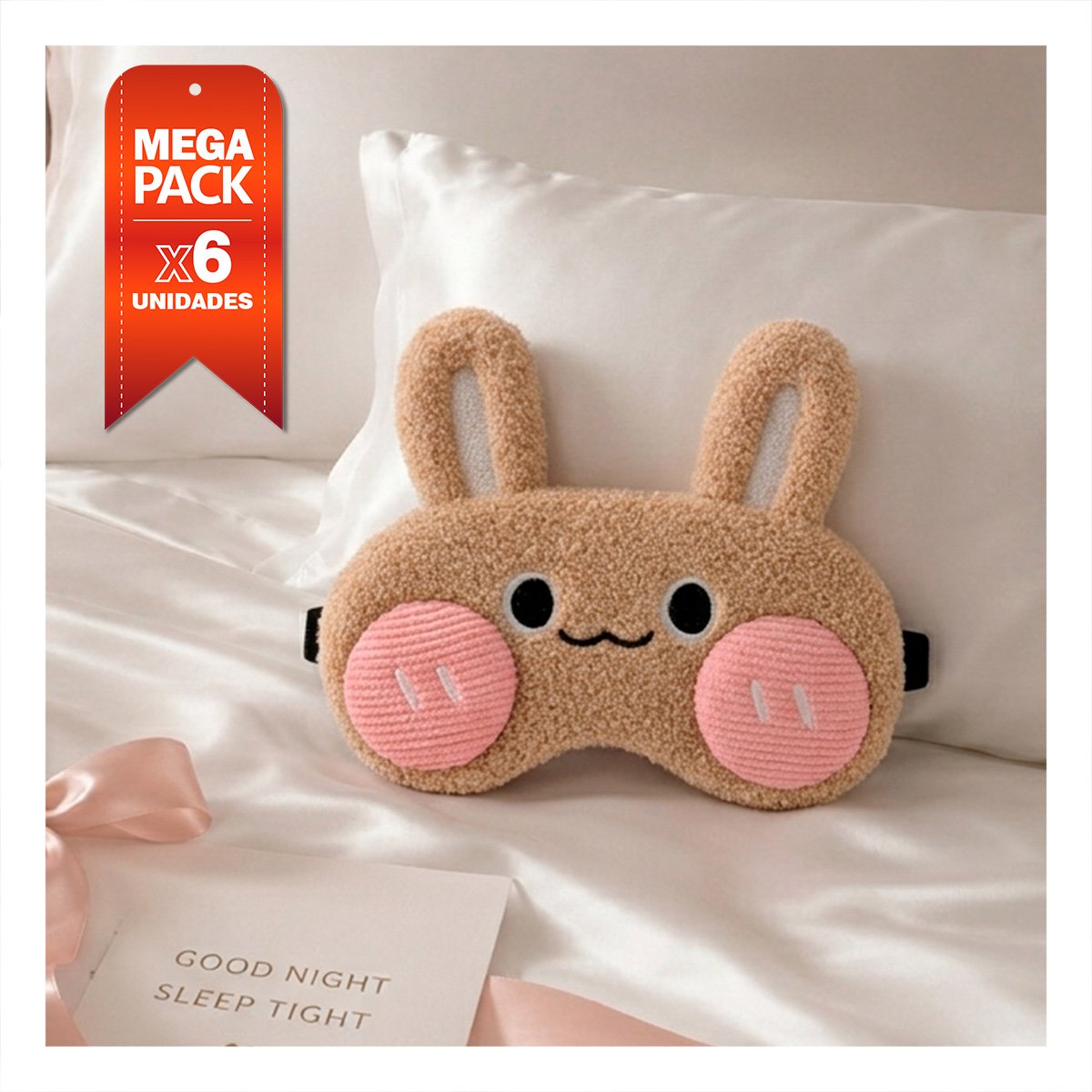 PACK6 PROTECTOR CONEJO PELUCHE MARRON CLARO PARA DORMIR CON FELPA COMODA EN HOGAR YPAPEL REGALO - 1