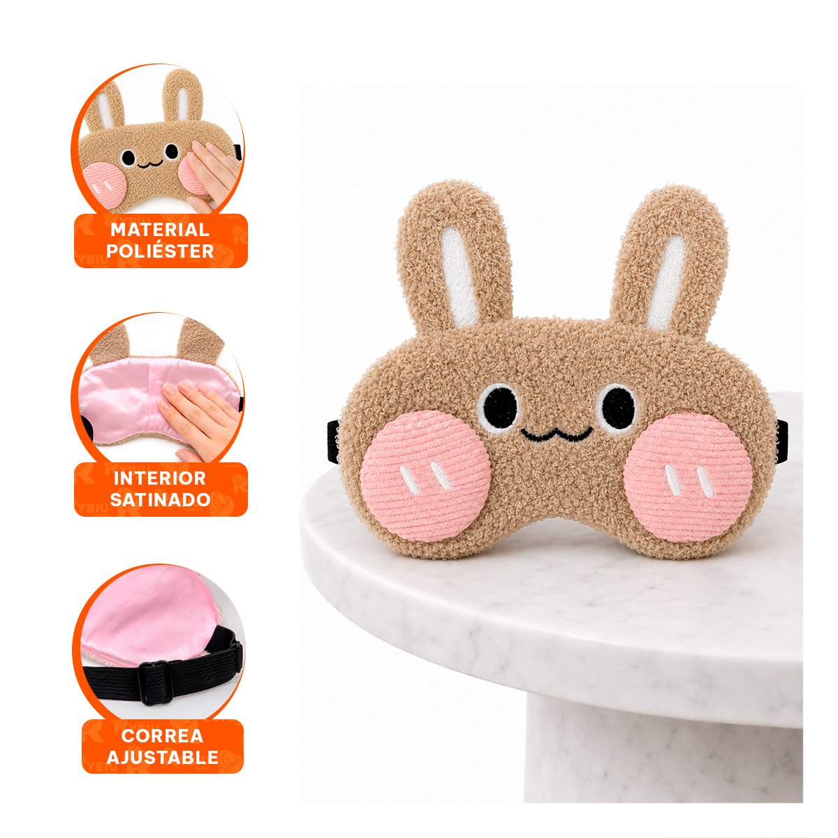 PACK12 ANTIFAZ CONEJO PELUCHE MARRON CLARO DE SUAVE PARA DESCANSAR EN HOGAR YREGALO STICKER - 4