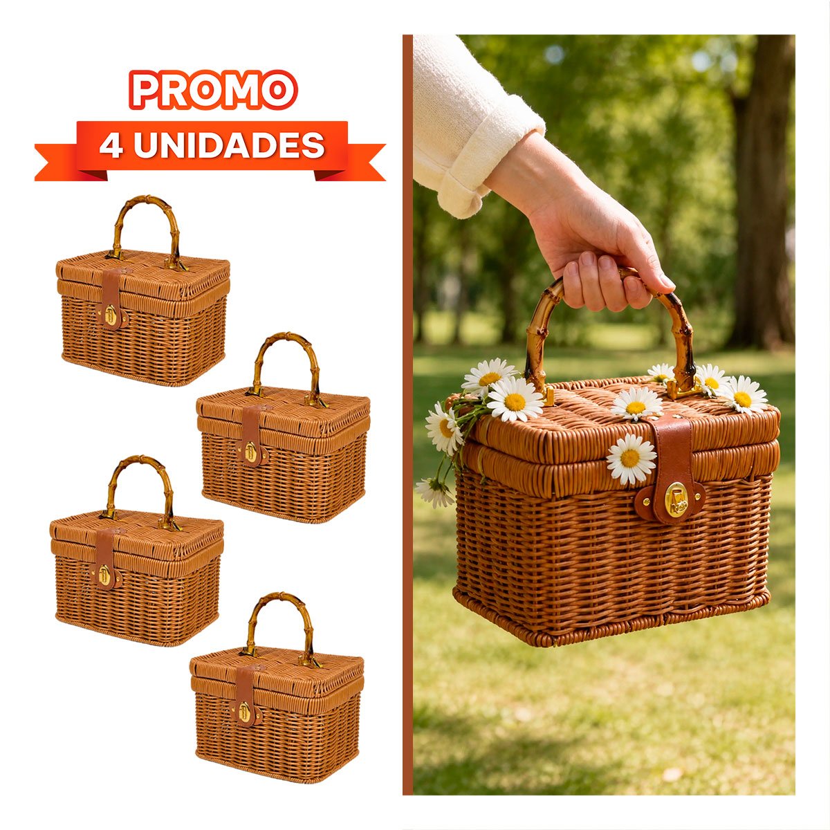 PACK4 BAUL RECTANGULAR CON TAPA Y SEGURO CARTERA MOSTAZA 23,5X16X28 PARA HOGAR YREGALO STICKER - 1