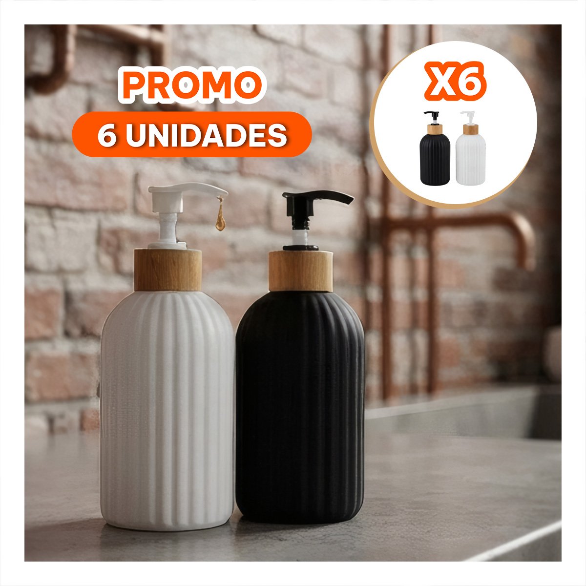 PACK6 JUEGO 2 DOSIFICADOR DECORATIVO PARA JABON COLOR BLANCO Y NEGRO YREGALO STICKER - 1