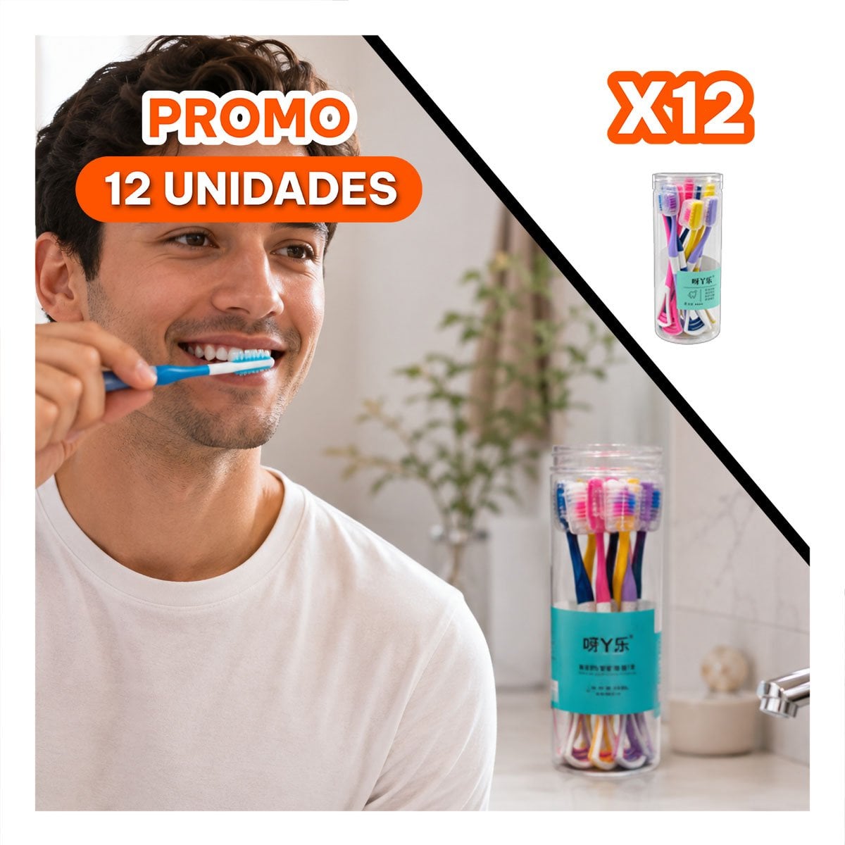 PACK12 SET 8 CEPILLOS DENTALES CON LIMPIADOR DE LENGUA ESTUCHE MULTICOLOR YREGALO STICKER - 1
