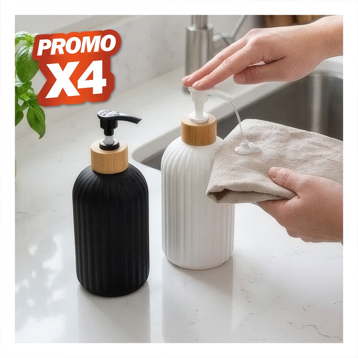 PACK4 EQUIPO 2 ENVASE MULTIUSO PARA LIQUIDOS CILINDRO COLOR BLANCO Y NEGRO YPAPEL REGALO - 1