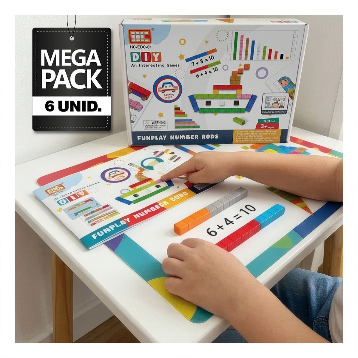 PACK6 BARRAS DE JUEGO EDUCATIVO CON REGLETAS NUMERICAS 100PZ - 1