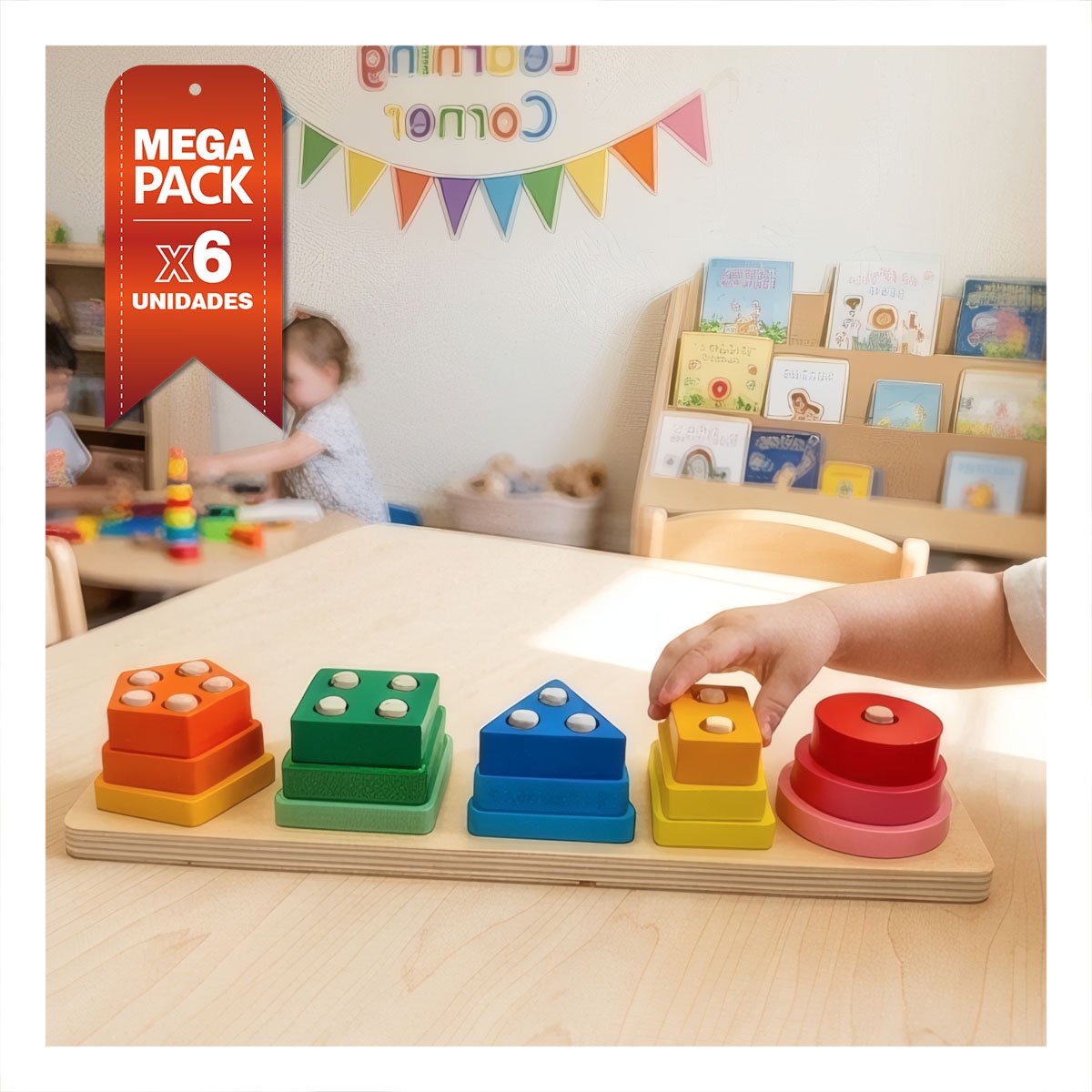 PACK6 ROMPECABEZAS EDUCATIVO INFANTIL MULTICOLOR 30X6.3X5.5CM YPAPEL REGALO - 1
