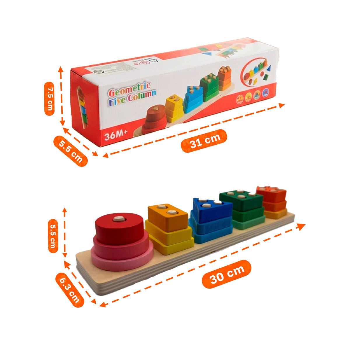 PACK6 ROMPECABEZAS EDUCATIVO INFANTIL MULTICOLOR 30X6.3X5.5CM YPAPEL REGALO - 4