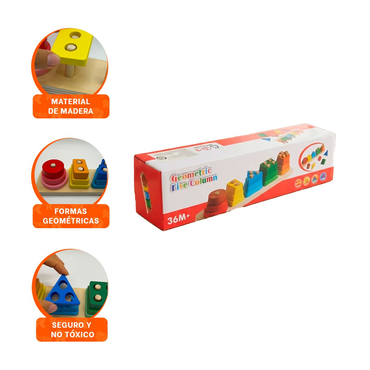 BLOQUES GEOMETRICOS RECTANGULARES 4 PLANTADOS ESCALERA MULTICOLOR 30X6.3X5.5CM Y REGALO STICKER - 4