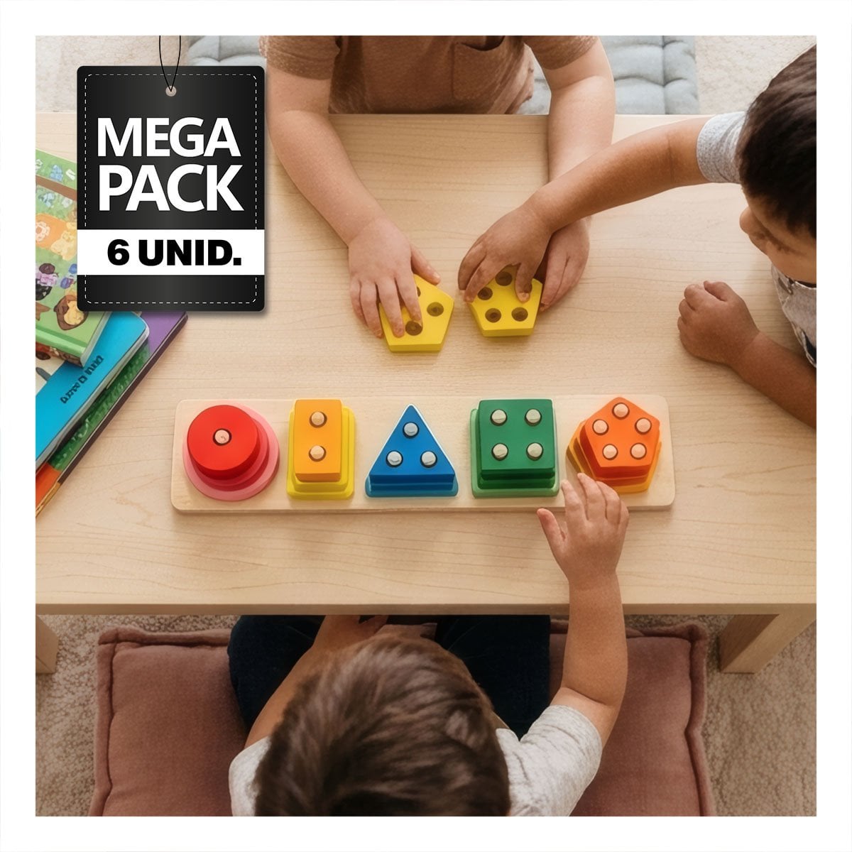 PACK6 ENCAJE DE FIGURAS GEOMETRICAS RECTANGULARES 30X6.3X5.5CM - 1
