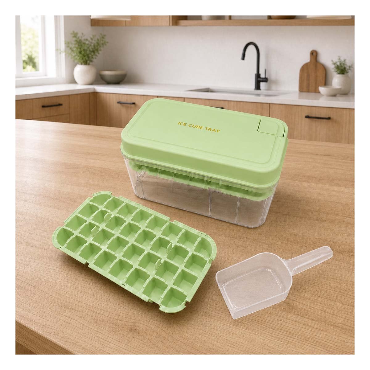 PACK4 HIELERA VERDE CON MOLDE PARA PREPARAR CUBOS DE HIELO YREGALO STICKER - 3