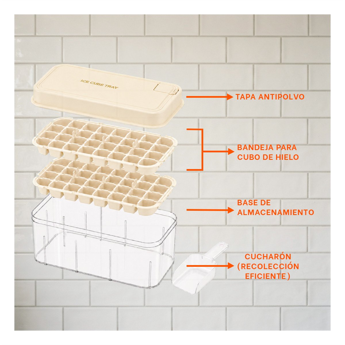 PACK2 HIELERA CON CUBOS DE HIELO BEIGE Y MOLDE DE 2 BANDEJAS YPAPEL REGALO - 2