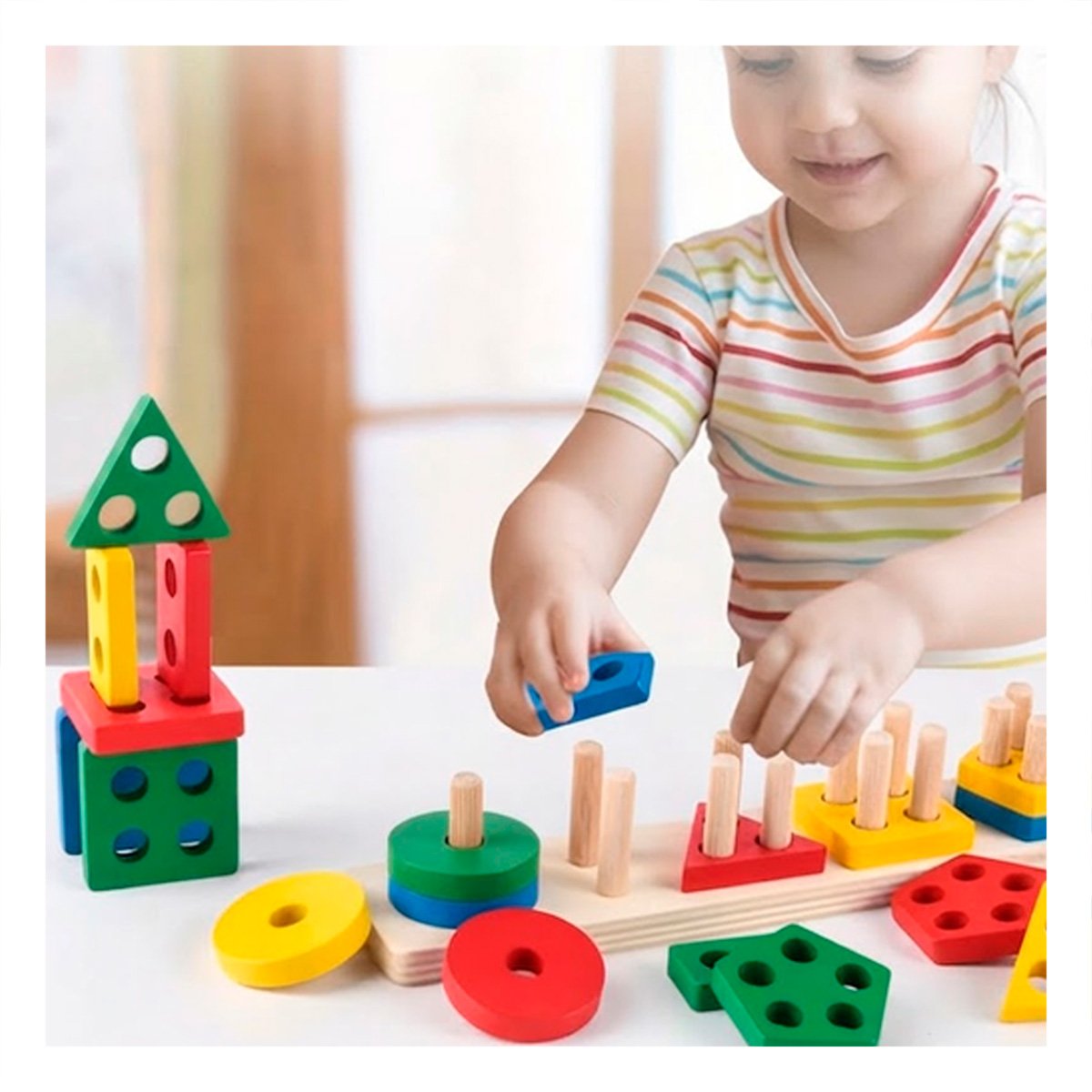 PACK12 PIEZAS INFANTILES PARA ENCAJE GEOMETRICO 30X6.3X5.5CM YREGALO STICKER - 3