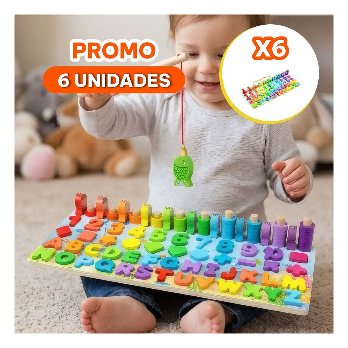 PACK6 SET DIDACTICO 6 EN 1 CON FIGURAS MULTICOLOR DE APRENDIZAJE YREGALO STICKER - 1