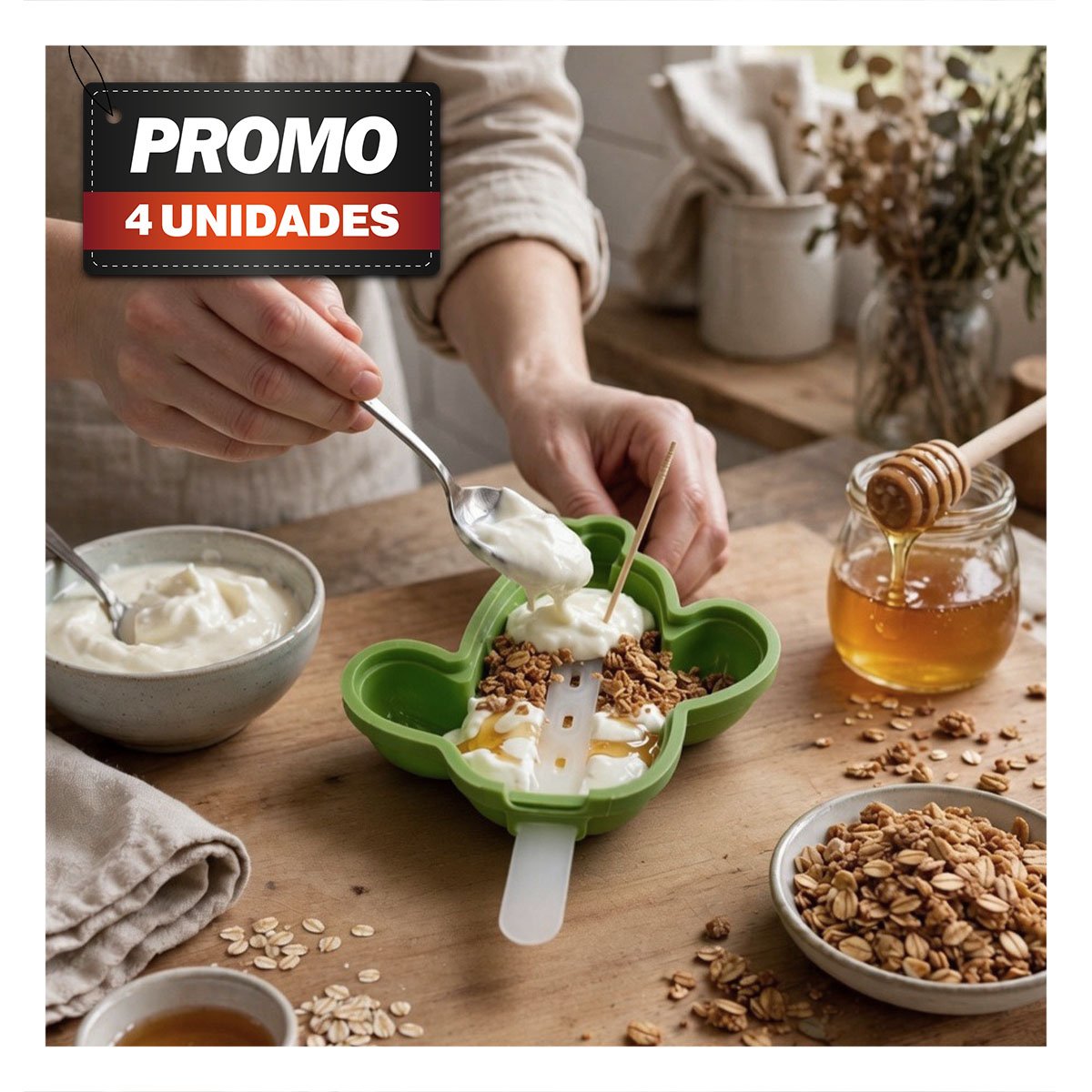 PACK4 RECIPIENTE DE HELADOS CAPTUS VERDE PARA PREPARACIONES CASERAS - 1