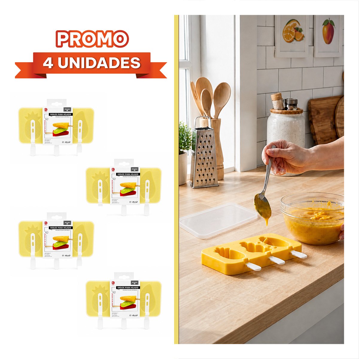 PACK4 HELADERA TRIPLE PARA PREPARAR POSTRES FRIOS CASEROS YREGALO STICKER - 1