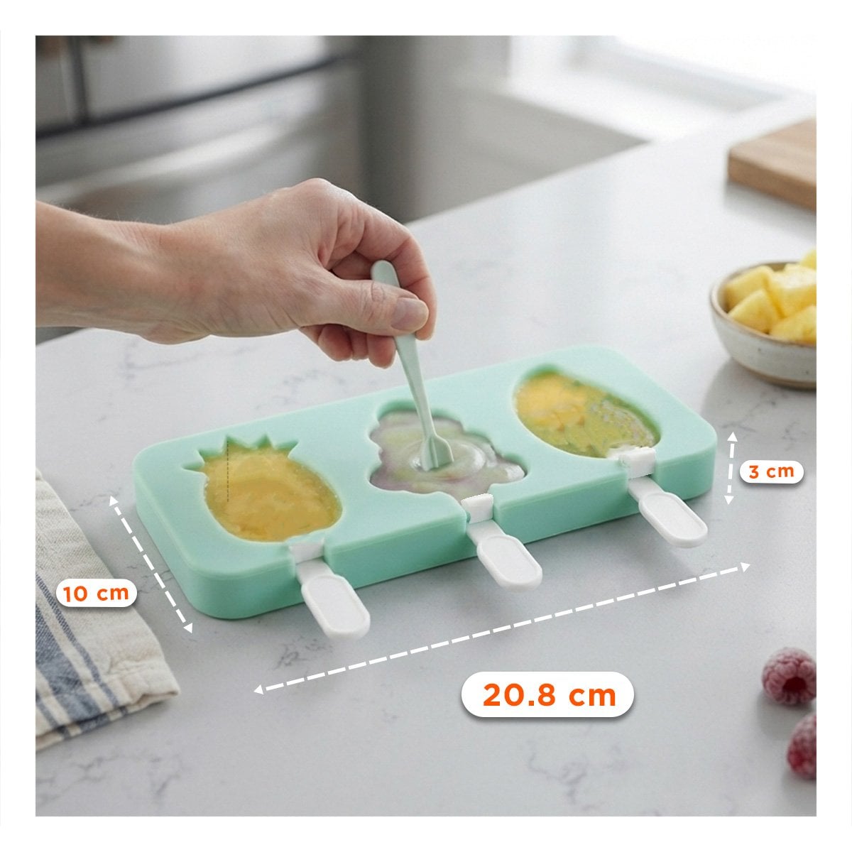 PACK12 MOLDE REUTILIZABLE PARA HELADOS PIÑA UVA MANGO VERDE - 2