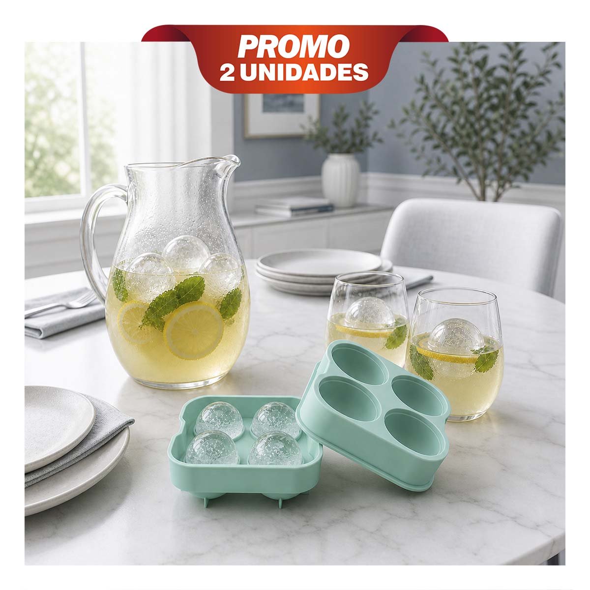PACK2 CUBETERA DE COCINA COLOR VERDE PARA HIELO REDONDO YPAPEL REGALO - 1