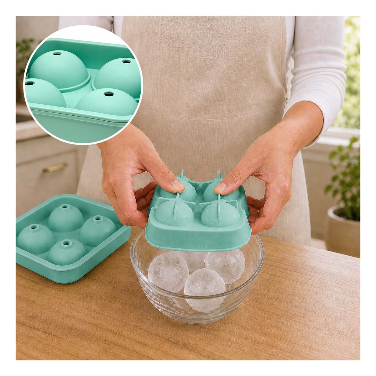 PACK2 CUBETERA DE COCINA COLOR VERDE PARA HIELO REDONDO YPAPEL REGALO - 3