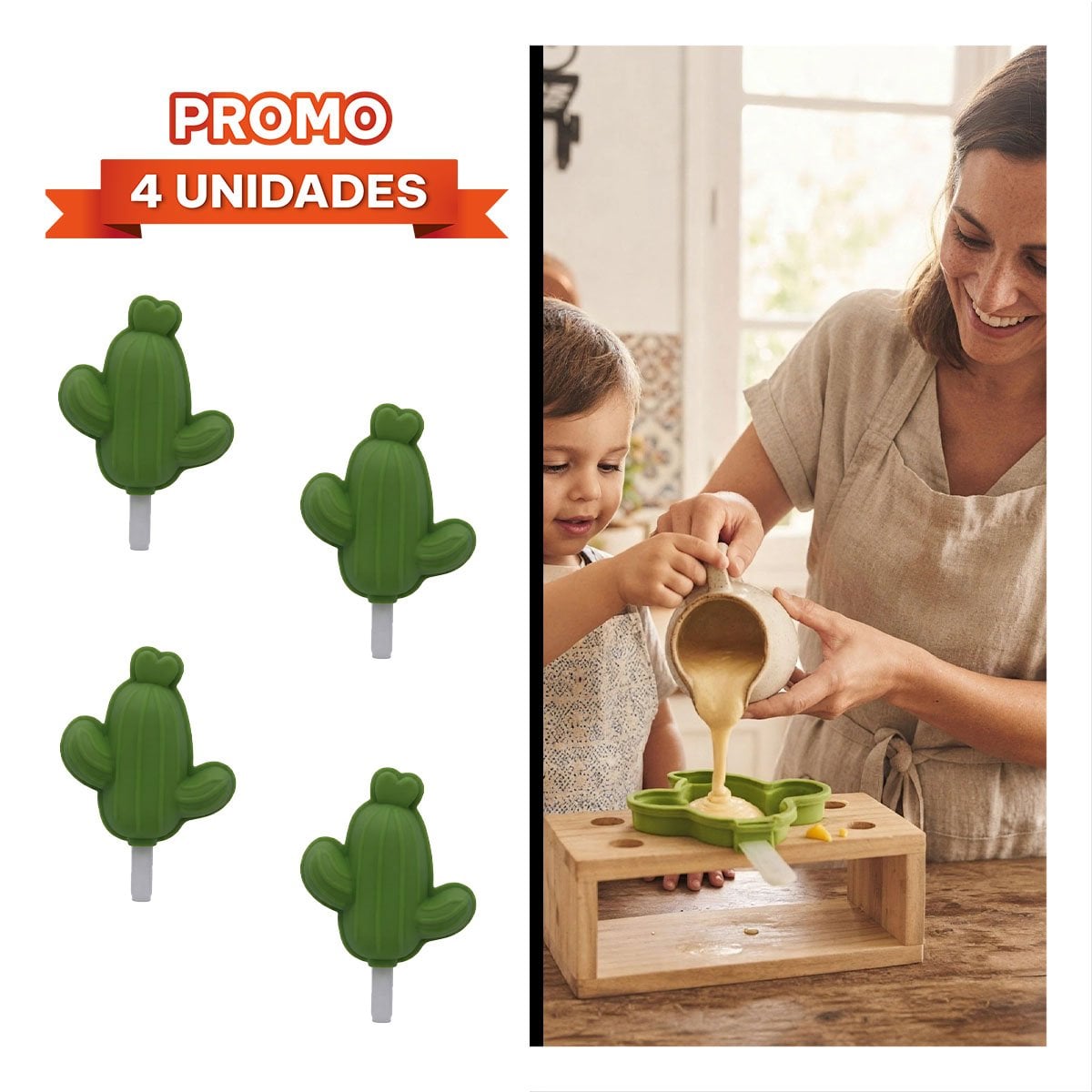 PACK4 MOLDE PARA POSTRES FRIOS CAPTUS VERDE CON USO REUTILIZABLE YREGALO STICKER - 1