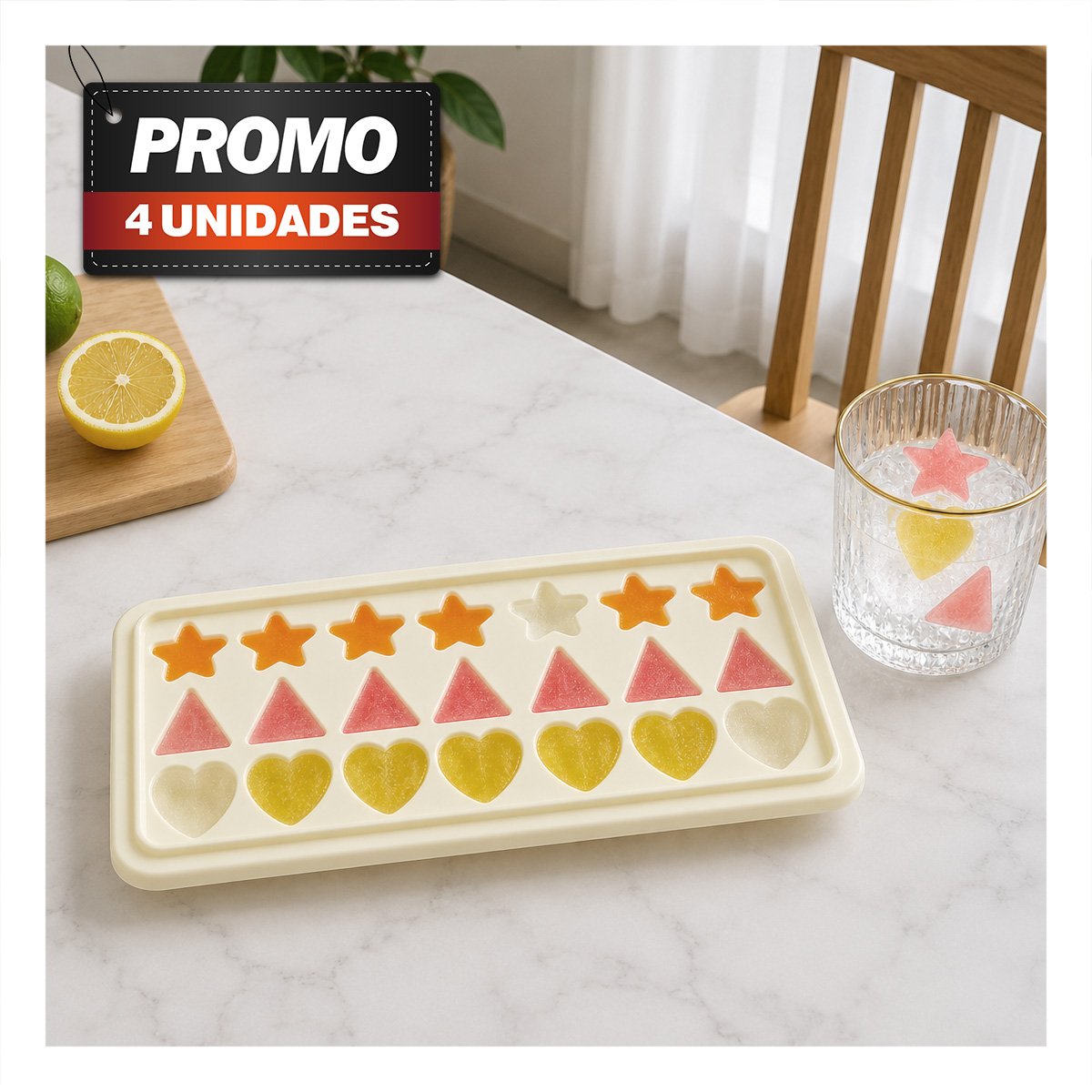 PACK4 MOLDE REUTILIZABLE PARA HIELO CON 21 ESPACIOS DE FIGURAS - 1