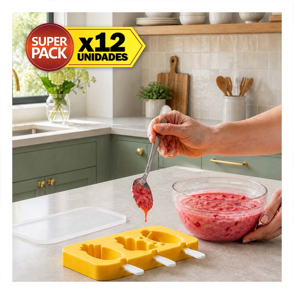 PACK12 HELADERA PARA CREAR POSTRES CONGELADOS CON FRUTAS YPAPEL REGALO - 1