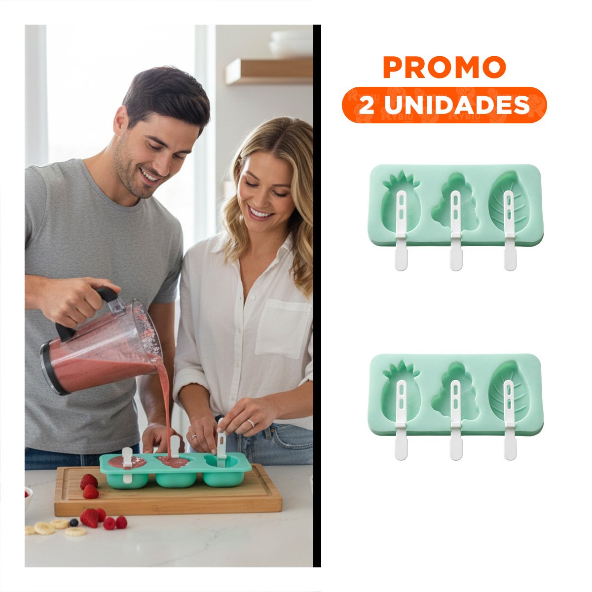PACK2 MOLDE DE COCINA PARA HACER HELADOS CASEROS CON TRES SABORES YREGALO STICKER - 1