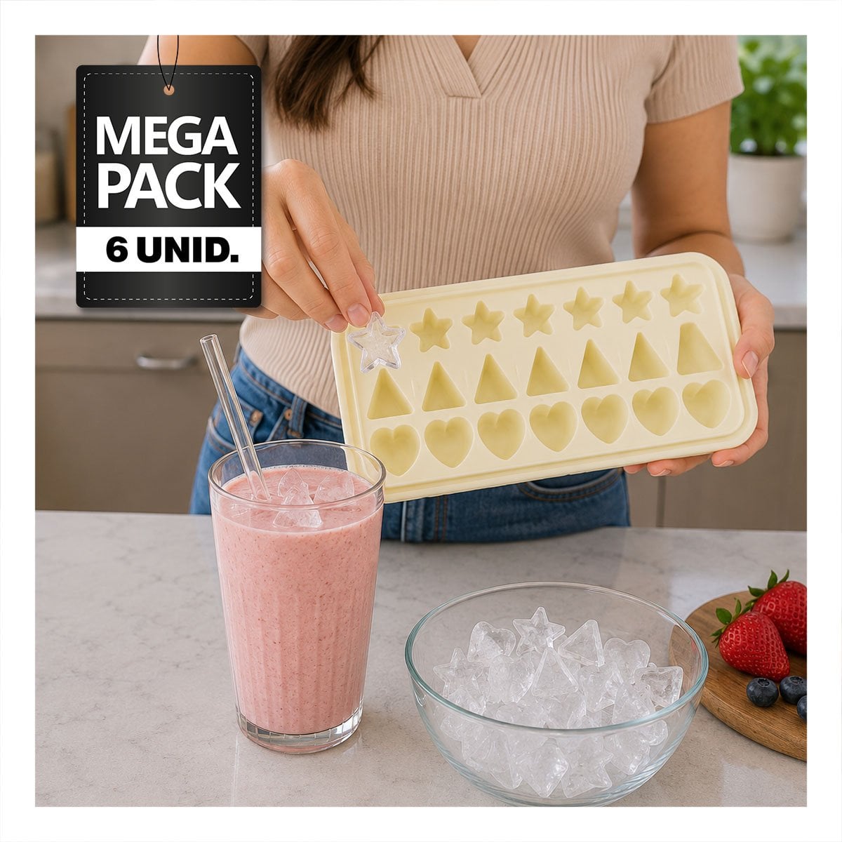 PACK6 HIELERA CREMA CON 21 ESPACIOS PARA HACER HIELO - 1