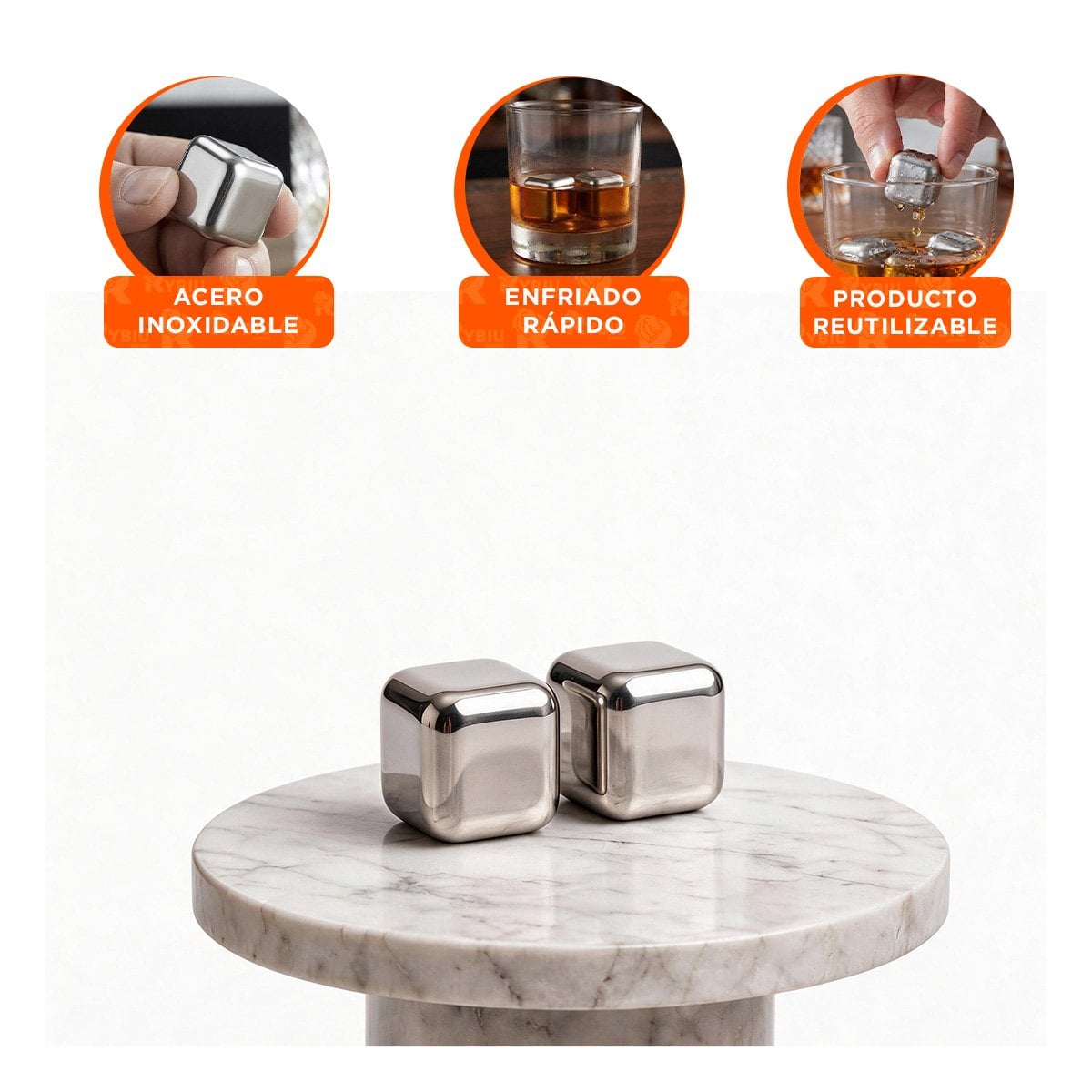 PACK2 PACK REUTILIZABLE DE HIELO METALICO CON PINZA PARA COCINA Y BAR YPAPEL REGALO - 2