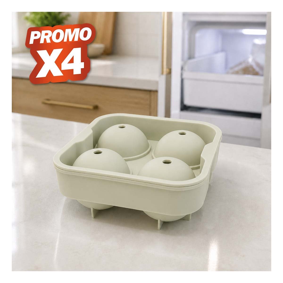 PACK4 RECIPIENTE BLANCO PARA CONGELAR HIELO EN FORMA DE BOLAS YPAPEL REGALO - 1