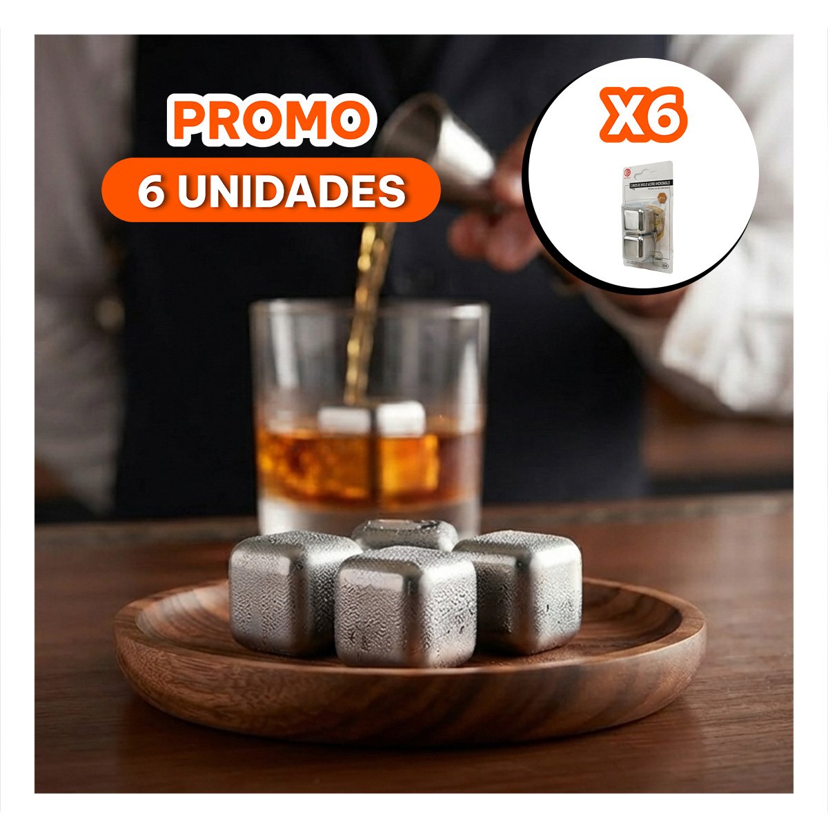 PACK6 PACK DE CUBOS DE ACERO CON PINZA PARA USO EN COCINA Y BAR YREGALO STICKER - 1