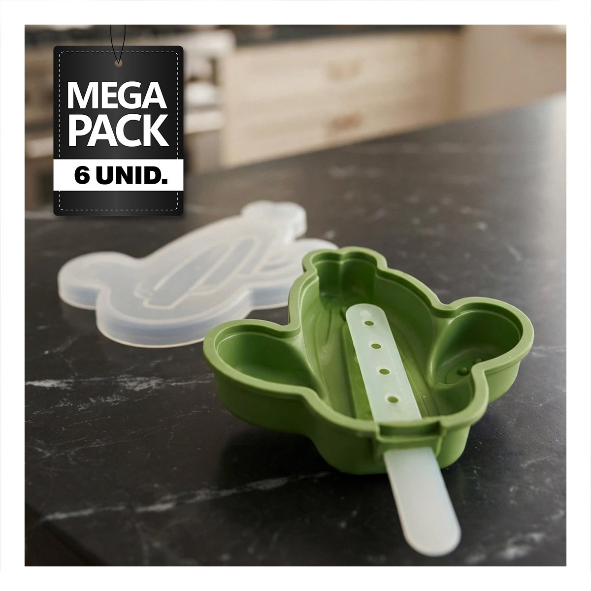 PACK6 RECIPIENTE PRACTICO CAPTUS VERDE PARA HACER HELADOS CASEROS - 1