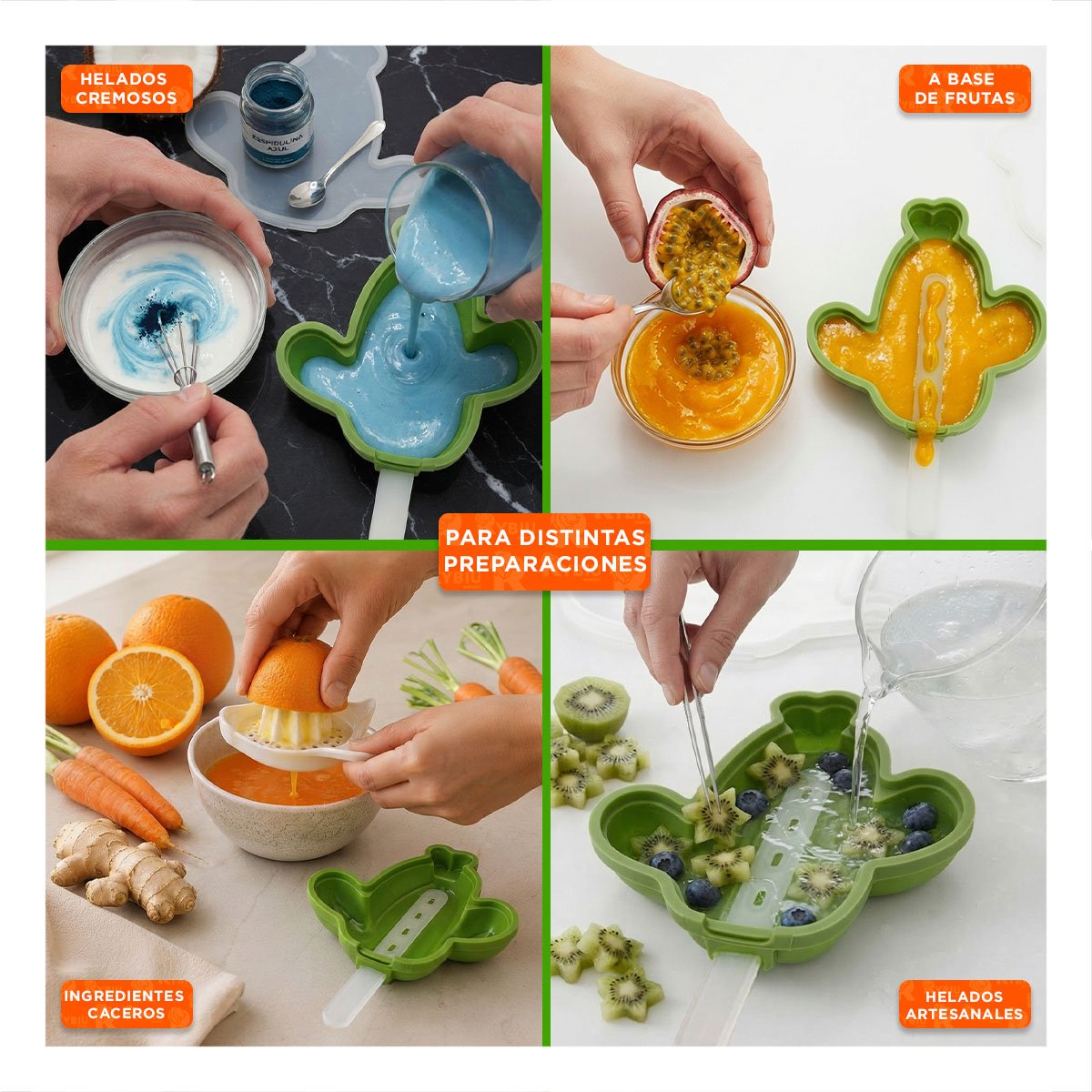 PACK6 RECIPIENTE PRACTICO CAPTUS VERDE PARA HACER HELADOS CASEROS - 4